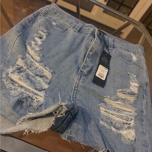 Distressed Denim Shorts